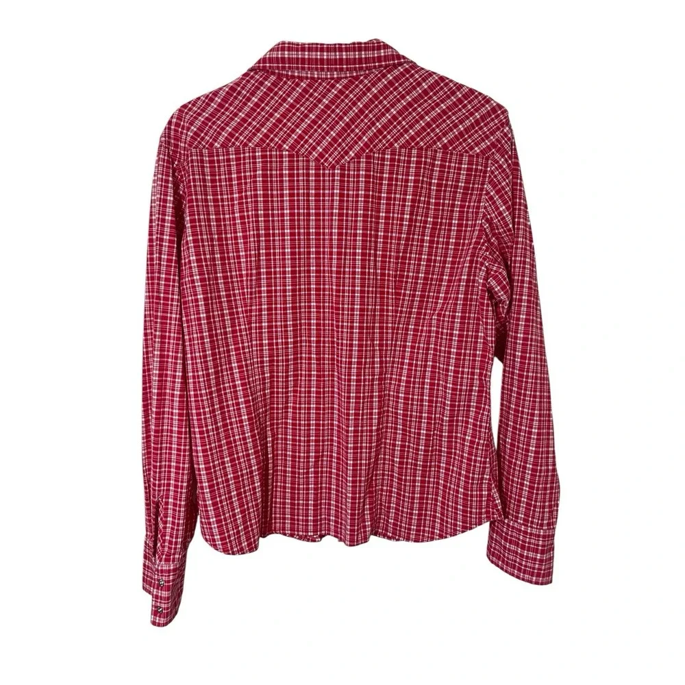 Roper Men's Long Sleeve Pearl Snap Plaid Shirt Size L‎ Red Western Rodeo Cowboy